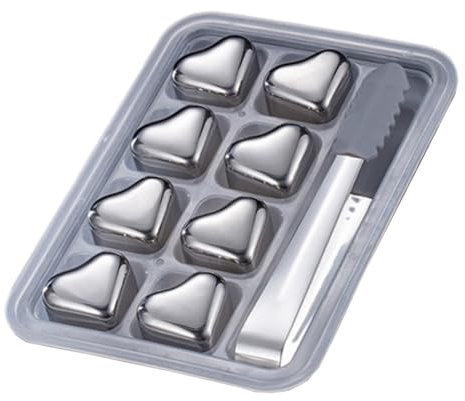 Poludatly Blocchi freddi in acciaio inossidabile, pietre di raffreddamento riutilizzabili bere, alta tecnologia di raffreddamento a di cuore rocce di refrigerazione per bevande