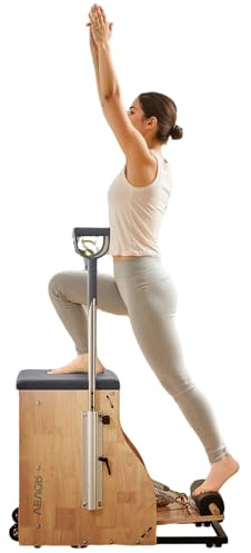 VEVOR Chaise de Pilates à Pédales Séparées avec Poignées, Chaise Combo Stabilité avec Cadre en Bois d'Hévéa, Équipement d'Entraînement de Pilates Réglable, Entraîneur de Yoga pour Gym Domicile