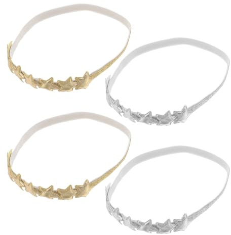 ULDIGI Fasce per Chioma Bambina con Stelle a Cinque Punte 4 Pezzi Elastico Colore Assortito per Uso Quotidiano e Protezione Delicata della Testa