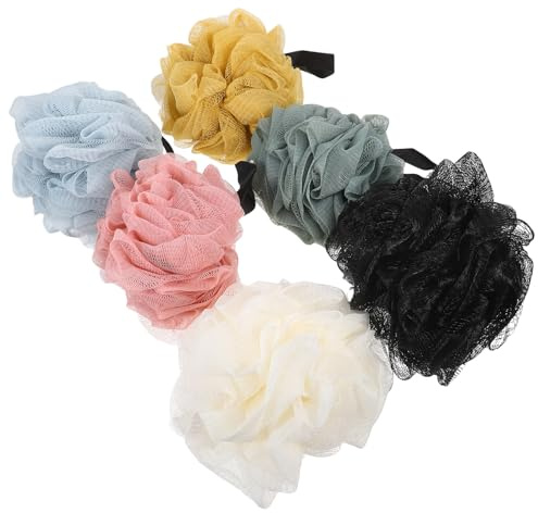 HOODANCOS 6pezzi Spugna da Doccia in Rete Esfoliante per Corpo di Spugna da Bagno Luffa per Doccia per Rete Scrub per Pulizia Quotidiana Crea una Schiuma Ricca e Facile da Usare