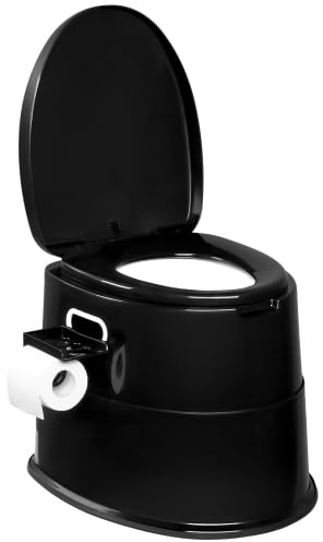 Bonnlo Toilettes de camping Toilettes de voyage portables, Seau intérieur amovible Toilette mobiles Avec siège, couvercle et support de papier toilette, pour le camping (Noir)