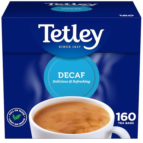 Tetley Original Decaf Tea, Decaffeinated Black Teabags 1 Box of 160, single pack