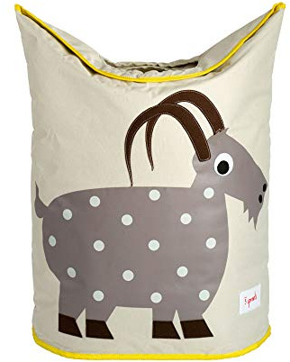 3 Sprouts Baby Laundry Basket for Nursery - Hamper with Handles/Lid, Large Storage Basket, Toy Bin, Room Decor - Kids Hamper, Baby Clothes Storage Organizer, Goat