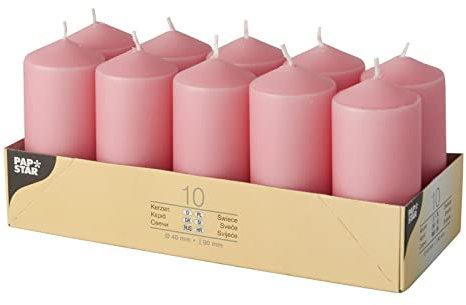 10 Stumpenkerzen Ø 40 mm · 90 mm altrosa