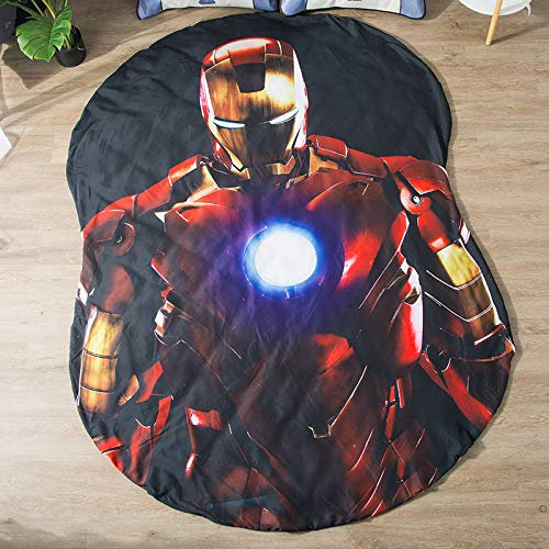 Lily&her friends- Marvel Avengers 3D Child Summer Quilt,Adult Polyester Feather Velvet Quilt for Single Double,Iron Man,Spiderman,Captain America,Kids Bedding (Iron Man, 220x235cm)