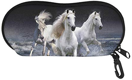 Showudesigns Horse Sunglasses Soft Case for Women Girls Kids Gift - Animal Print Portable Neoprene Glasses Case with Carabiner Eyeglasses Bag Case Trabel Organizer 2 Pack