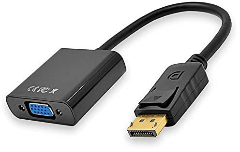 OcioDual Displayport a VGA, Adaptador Displayport a VGA, Entrada Display Port Salida SVGA Conversor Video Full HD 1080p para PC Monitor, Proyector, Televisión, HDTV