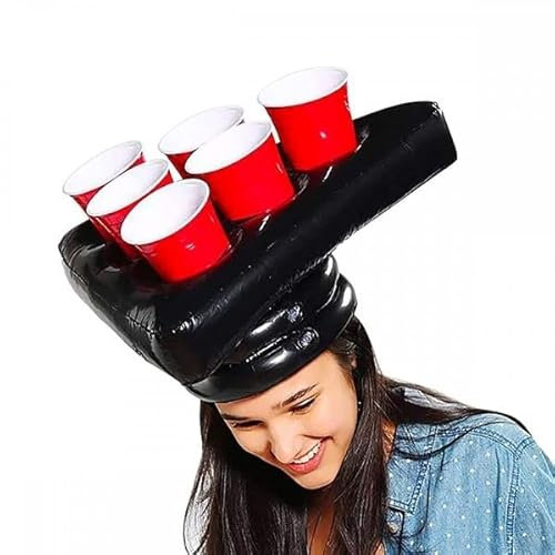 2 chapeaux Gonflables jeu Beer Pong avec Gobelets et Balles