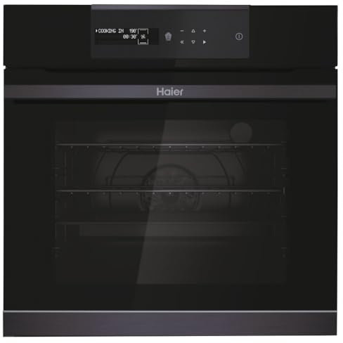 Haier I-Message Serie 4 HWO60SM5B9BH Four pyrolyse - Multi-niveaux, 70L, 9 fonctions, Wi-Fi + BLE, Sonde thermique, Climatech, Double éclairage latéral, Noir, Classe A+