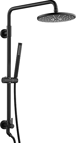 SUMERAIN Black Retrofit Hand Shower System with 9 Rain Shower Head