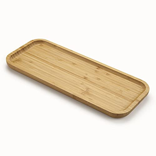 Bandeja de Baño de Bambú, Bandeja de Madera Rectangular, Bandeja Decorativa Natural para Cosméticos, Perfumes, Velas, Plantas (36 x 15 x 2 cm)