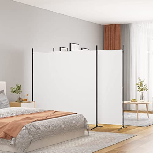 WIFESE Paravent 3 Panneaux Blanc 525x180 cm Tissu Séparation de Pièce Polyvalente Cloison de Séparation de Chambre Espace Privé Séparation de Salon Cuisine Mur de Fond Bloquer Le Soleil