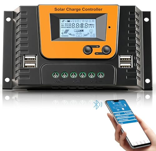 20 A solladdningsregulator 12 V 24 Vsolcellsregulator PWM solladdningsregulator 20 A med temperatursensor, 4 USB-portar, passar max 1 040 W solpaneler 12 V 24 V blysyrabatteri och | PWM 20A solladdningsregulator med temperatursensor LCD-skärm och 4 USB-portar, lämplig 12 V 24 V LI SLD FLD GEL AGM-batteri