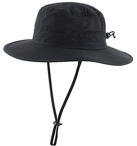 Connectyle Kids Adjustable Beach Hat Boys Summer Waterproof Hat UPF 50+ Safari Hat Black 4-7 Years