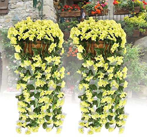 Diameleo Künstlicher Orchideenstrauß zum Aufhängen, 2 Stück, Seide, lang, zum Aufhängen, für Gartenparty, Urlaub, Hochzeit, Innen- und Außendekoration (grün)
