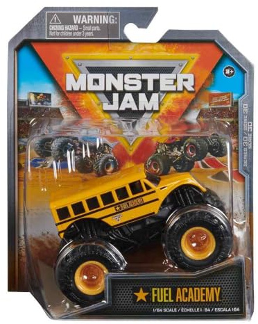 Monster Jam 2023 Spin Master 1:64 Diecast Truck Series 30 Trucks on Duty Fuel Academy School Bus