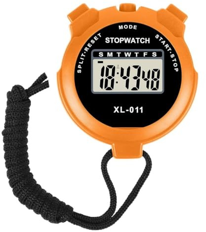 Sport Stopwatch Timer, Multi-Function Digital Handheld Sports Stopwatch Visual Timer Alarm Counter Pure Waterproof Display Referee Kit for Coaches Swimming Running Sports Training (ORANGE)