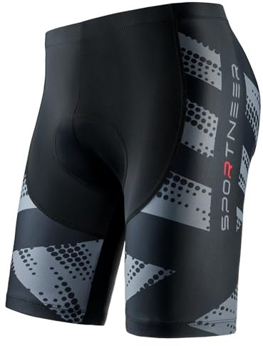 Sportneer Radlerhose Herren Gepolstert Kurz mit Sitzpolster 4D Fahrradhose Herren Schnelltrockende& Elastische Radhose Herren– Verbesserte Elastizität und Luftdurchlässigkeit Radlerhose Herren