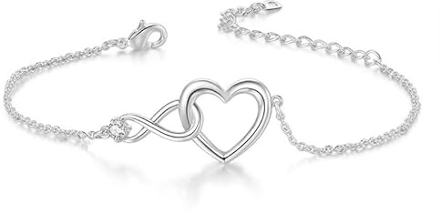 XUEBAIFU Herz Armband für Damen Silber 925 Herz Silberarmband Verstellbare Armbänder Armkette Geschenke