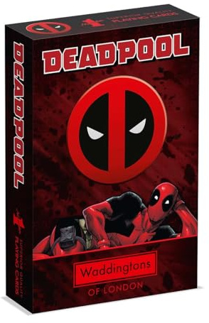 Waddingtons Number 1 Deadpool Playing Card Game, Play with your favourite superheroes from Lady Deadpool and Kidpool, gift and toy for ages 14 plus, Red