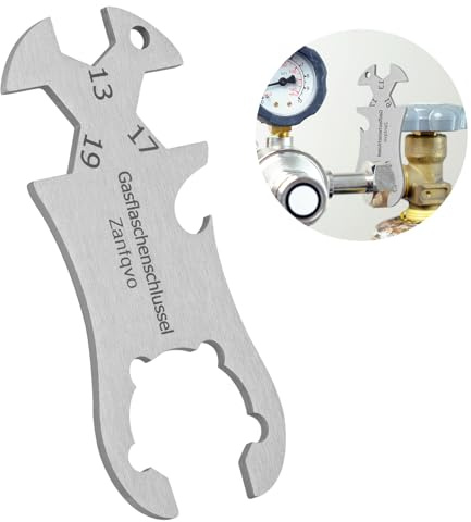 Zanfqvo Edelstahl Gasflaschenschlüssel - Gasregler Schlüssel für verschiedene Gasflaschen - tragbarer Druckminderer Schlüssel für Camping und Outdoor