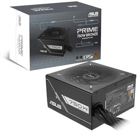 ASUS Prime 750W Bronze, Alimentatore Modulare per PC, 750W di Potenza, PCle Gen 5.0, 80 Plus Bronze, Standard ATX 3.0, Ventola con Doppio Cuscinetto a Sfera, Nero, PRIME-750B-BLACK