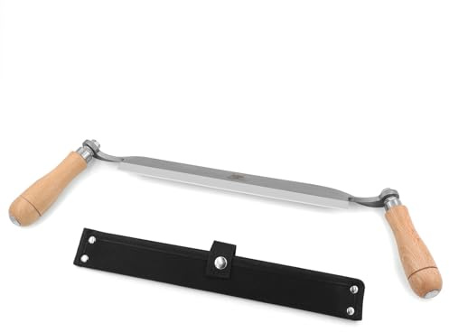 WICING Draw Knife, Straight Debarking Tool No Assembly Required, 10 Blade Woodworking Tool,1065 Manganese Steel, Ergonomic Solid Wood Handle