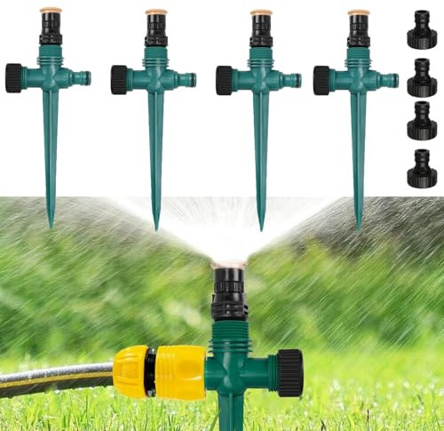Arroseur Automatique 360° Rotatif, 4 Pièces Arrosage Pelouse Réglable Pulvérisateur, Arroseur de Jardin, Arroseur de Jardin Multifonction RéGlable, Système D'irrigation pour Pelouse et Jardin