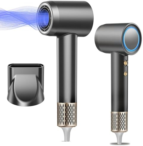 SOVARC Hair Dryer 1500W & 105,000 RPM, Professional Ionic Blow Dryer with Magnetic Nozzle & 2.7m Cable for Fast Frizz-Free Drying, Lightweight 460g, Black