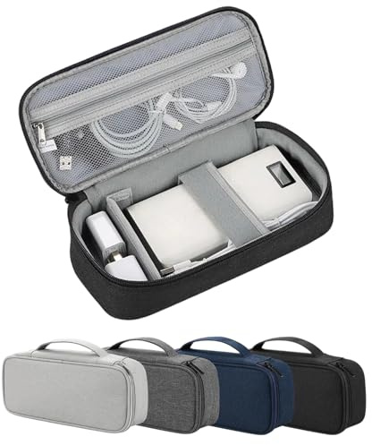 Arae Poche électronique de Stockage de câbles, Valise d'organisateur de Sacs, Accessoire de Voyage imperméable pour Chargeur, Adaptateur, câbles, Couche Unique (Noir, SM13)