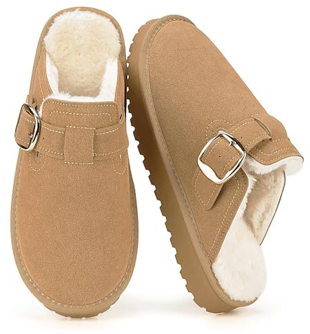 Mishansha Pantofole Donna Uomo Invernali Ciabatte da Casa Sabot Khaki 38