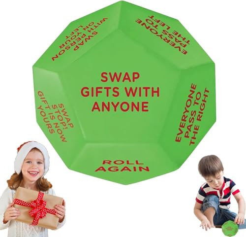 Santa Swap Gift Exchange Dice, Present Exchange Dice, 2025 New 12 Different Sides Christmas Party Game, Gift Swap Santa Themed Fun Activity, Fun Rolling Game For Holiday Family Gathering (1pc)