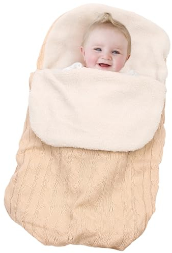 Gigoteuses d'hiver pour bébés, sac de couchage chaud pour bébé, chancelière, poussette, sac de couchage tricoté pour nouveau-né, couverture d'emmaillotage en laine, sacs 'hiver, pour bébés, c