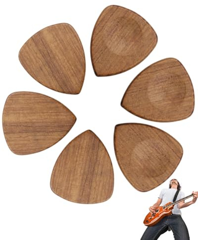 HUVZOR 6 Pièces médiators de guitare flexibles en bois véritable précieux | fabriqué de manière durable
