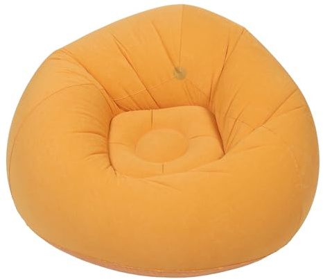 WEKADRIN Poltrona Gonfiabile da Esterno Floccato Arancione Divano a Sacco Gonfiabile Leggero e Resistente alle Intemperie per Campeggio Picnic e Festival Portatile Valvola di Gonfiaggio