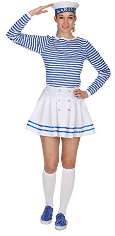 Elbenwald - Damen Matrosenkostüm, Karneval, Fasching - Piratenparty - Nautisch - Matrosin - Mehrfarbig - Polyester - Handwäsche