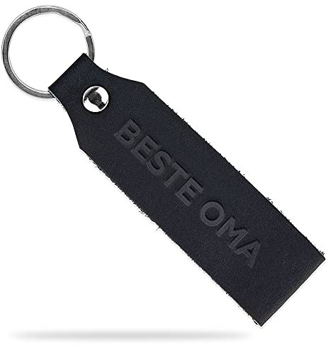 Tumatsch Schlüsselanhänger Samui aus Echt-Leder, Fair-Trade, nachhaltige Handarbeit inkl. Geschenk-Box (Schwarz, Beste Oma)