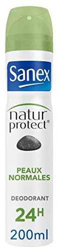 SANEX - Spray Déodorant Natur Protect Peaux Normales - Déodorant pour Homme et Femme à la Pierre d'Alun - Efficacité 24 h - Sans Alcool, Sans Colorants - 200 ml