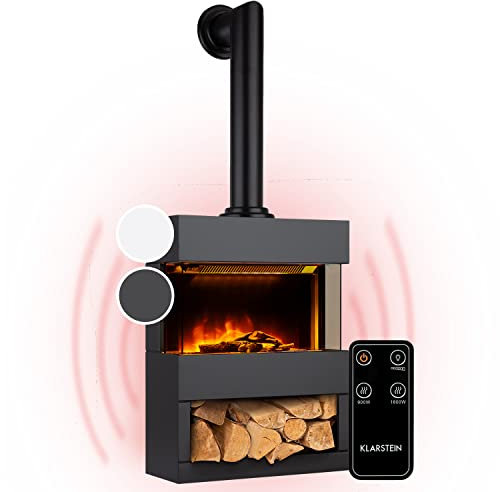 Klarstein Electric Fireplace, 1800W Free Standing Electric Log Burner with LED Flame Effect, Remote Control, Adjustable Thermostat, and Timer