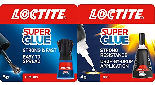 Loctite Super Glue Brush On, Superglue with Applicator Brush, 1 x 5 g & Super Glue Power Gel Control, Flexible Super Glue Gel, with Non-Drip Formula for Vertical Applications, Clear, 4g (Pack of 1)
