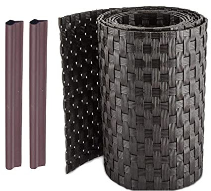 Sellon24 Strisce frangivista in rattan a doppia asta con clip, 19 x 255 cm, con clip di fissaggio, 2,5 m (RD02_scuro_marrone)