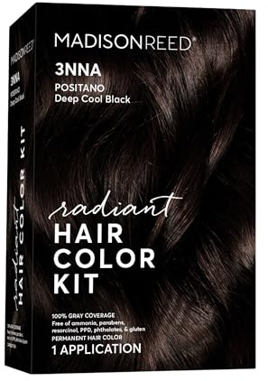 Madison Reed Radiant Hair Color Kit - 3NNA Cool Black-Brown with Ash Undertones (Positano Black), Dimensional Gray Hair Blending Permanent Hair Dye, PPD-Free & Ammonia-Free, 1 Pack