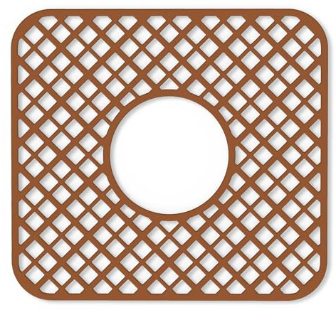 BEHOK 2 Pack Silicone Sink Protector for Kitchen Sink, Lozenge Pattern 12 x 11 Sink Grid Mat Silicone Protectors, Center Drain, Coffee