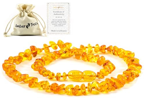 RAW Baltic Amber Necklace - Natural Amber from Baltic Region, Genuine Amber (13in.) (M)