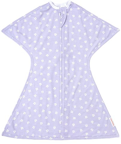 SleepingBaby Zipadee-Zip Transition Swaddle - Cozy Baby Swaddle Blanket with Zipper Convenience - Roomy Wearable Blanket for Easy Diaper Changes - Paperwhite Flowers, Small (4-8 Month)
