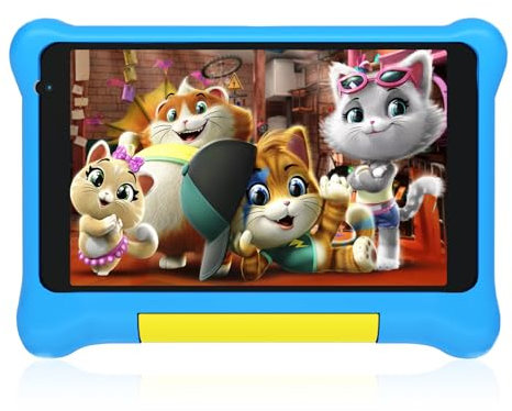 Byxsb TK707 Tableta para niños de 7 pulgadas, Android 13, Quad Core, 5GB RAM, 32GB ROM, Cámara dual, WiFi, Control parental, Funda a prueba de niños, Azul