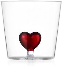 Ichendorf Milano Tumbler, Rosso, Collezione Cuore, 35 cl, Vetro Borosilicato, Fatto a Mano