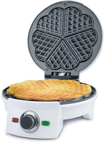 Korona 41007 Máquina para hacer gofres con corazón | Los gofres son el snack ideal para fiestas infantiles o cumpleaños | Superficie de cocción Ø 20 cm | Potente 1000 vatios