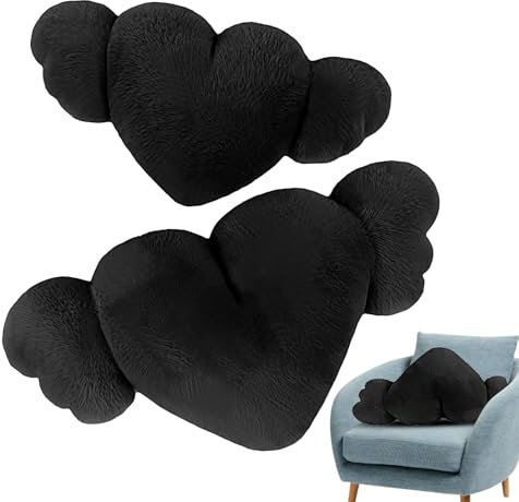 Cuscino cervicale a forma di cuore per auto, cuscino per il seggiolino auto a forma di cuore | 2 cuscini a forma di cuore in peluche con ali | accogliente e adorabile cuscino per la decorazione