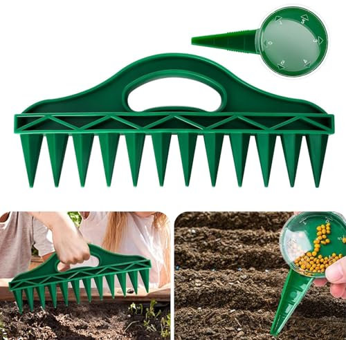 Kit seminatrice per semina, 12 fori, con piantatrice manuale, strumento per semina portatile, regolabile, per piantare ortaggi e fiori